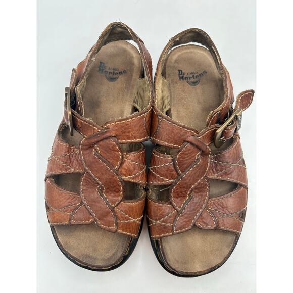 Dr. Martens VTG Y2K 90s Brown Leather Chunky Fisherman Sandals Womens US 7 - Picture 10 of 12